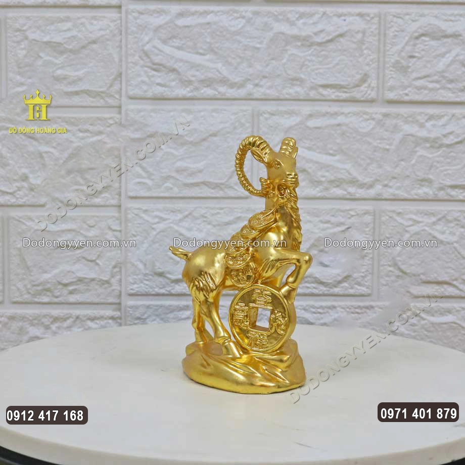 Tượng D&ecirc; Phong Thủy Bằng Đồng D&aacute;t V&agrave;ng 24K Cỡ Nhỏ